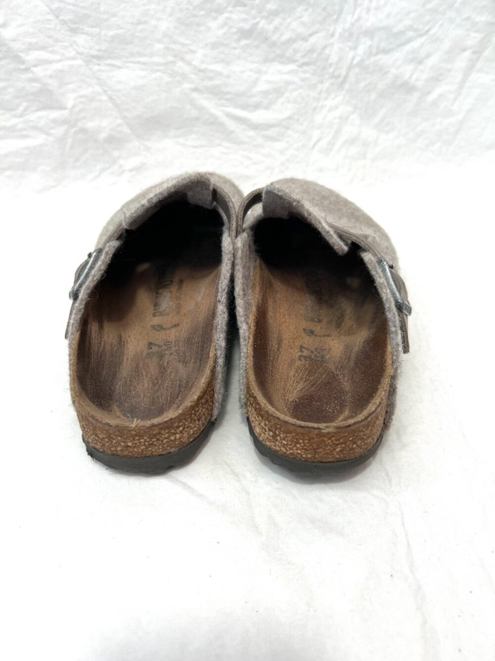 Birkenstock clogs Boston 37 6 6.5 womens gray taupe felted wool slip on shoes - Picture 4 of 11